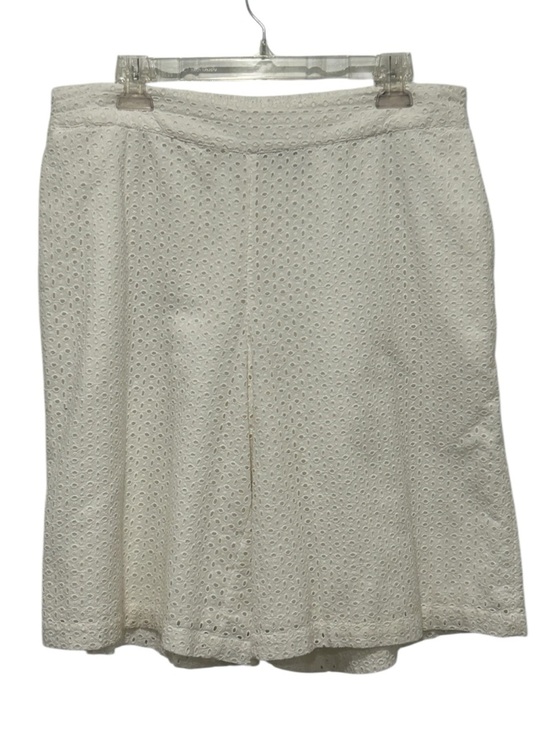 Isaac Mizrahi Pants - Issac Mizrahi Live! White Eyelet Cotton Culotte Shorts, Sz 12 Boho Coquette